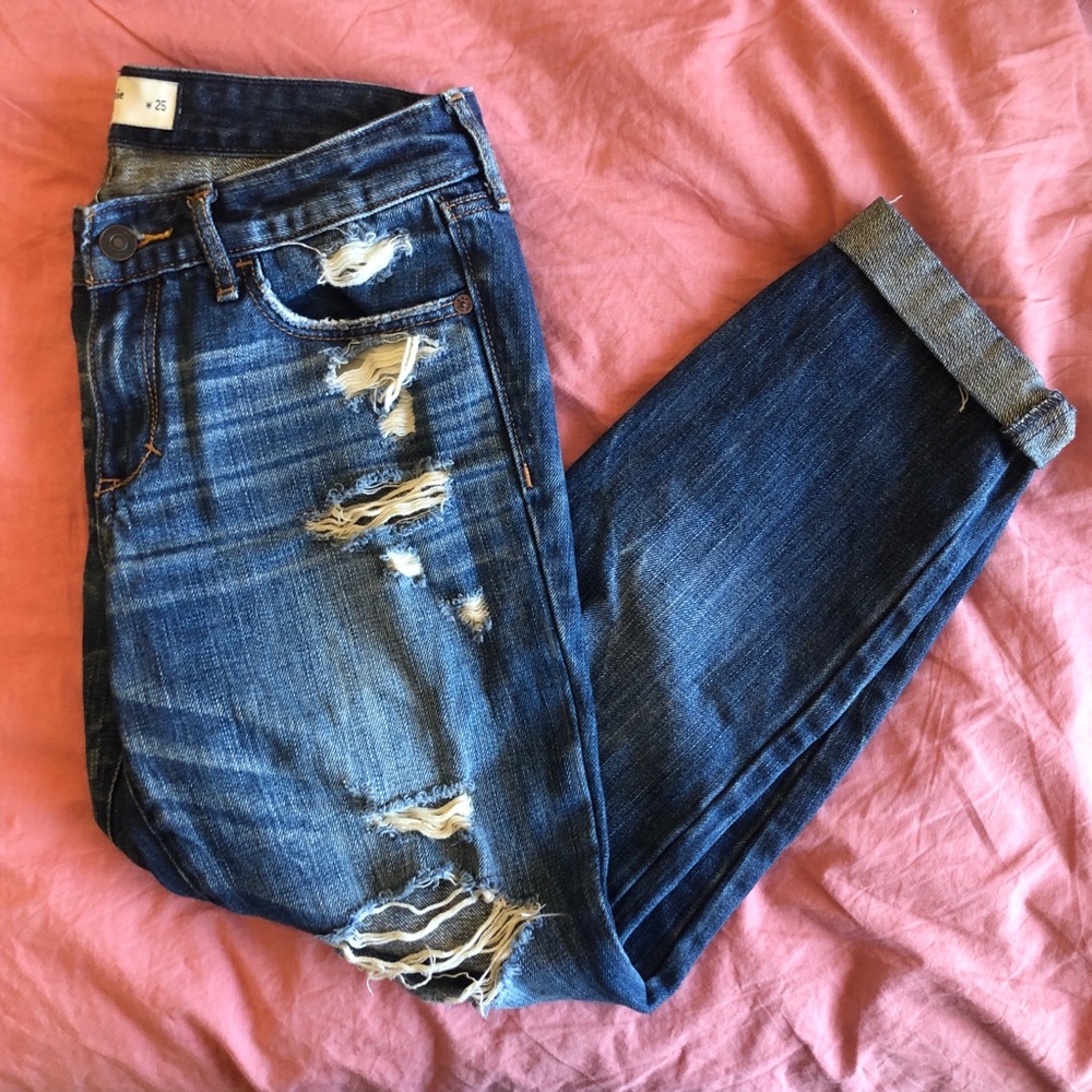 crop ripped denim jeans A&F